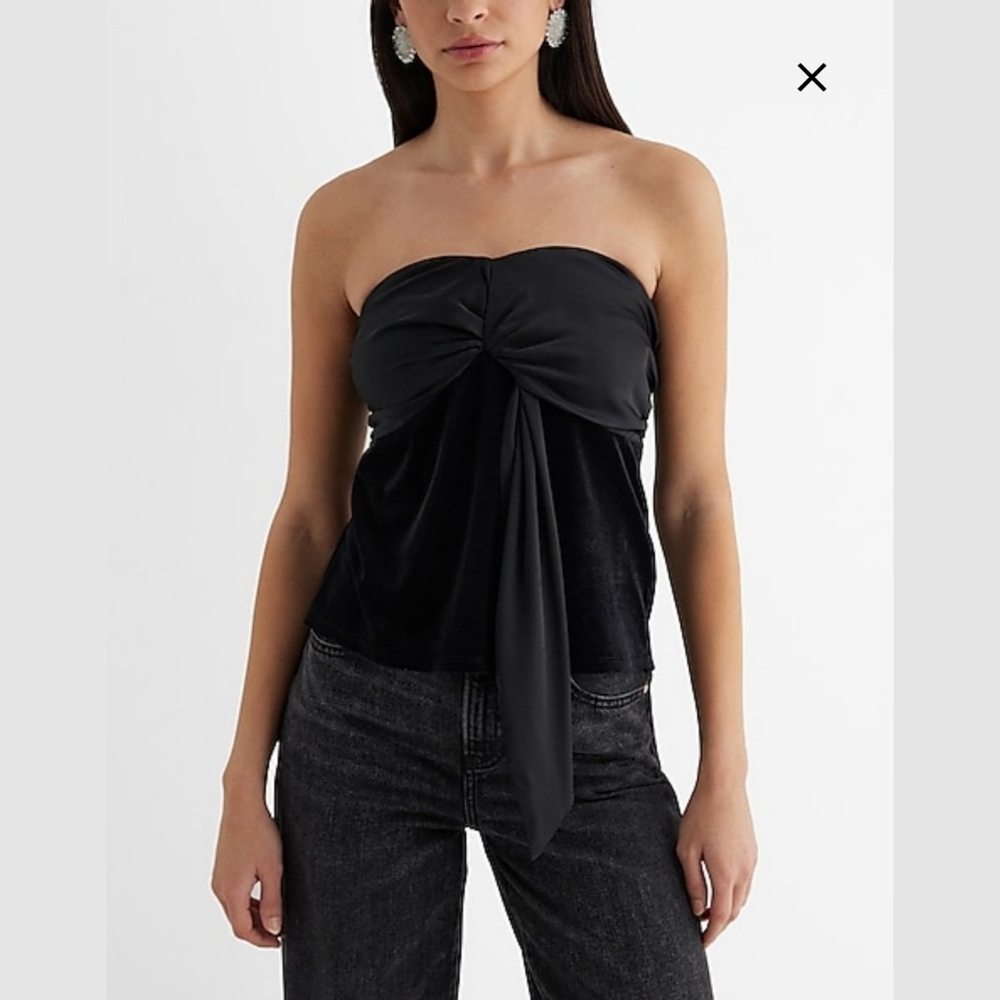 NWT Express Velvet & Satin Strapless Crop Top